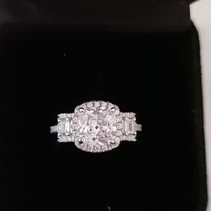 925 Sterling Silver 3 Stone Engagement Wedding Ring